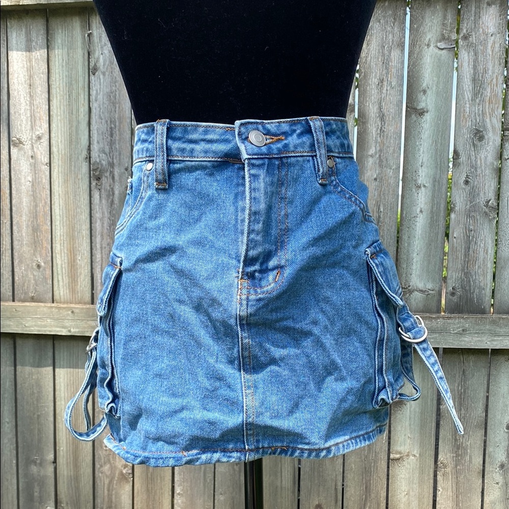 Fashion Nova Blue Denim Mini Skirt